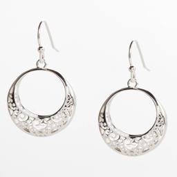 Design Collection Silver-Tone Lattice Work Hoop Earrings