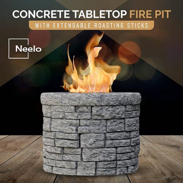 Concrete Tabletop Smores Maker  Portable Smokeless Fire Pit Kit