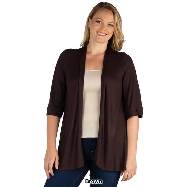 Plus Size 24/7 Comfort Apparel Extended Length Open Cardigan