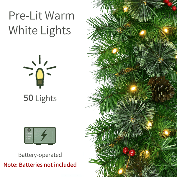 Puleo International 9ft. LED Warm White Artificial Pine Garland