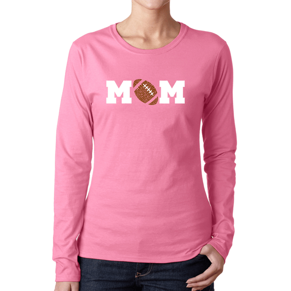 Womens LA Pop Art Football Mom - Word Art Long Sleeve T-Shirt