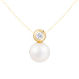 Splendid Pearls 14kt. Gold Pearl Pendant w/ Diamond Bezel