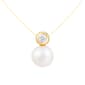 Splendid Pearls 14kt. Gold Pearl Pendant w/ Diamond Bezel - image 1