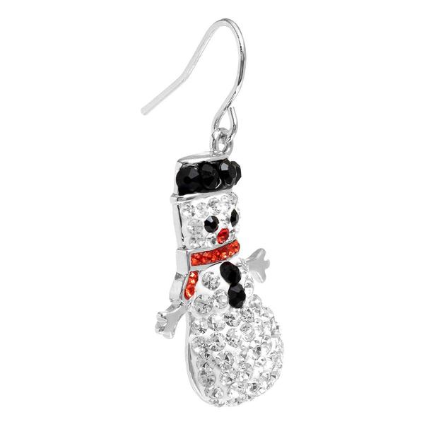 Athra Fine Silver Plated Crystal Snowman Drop Earrings
