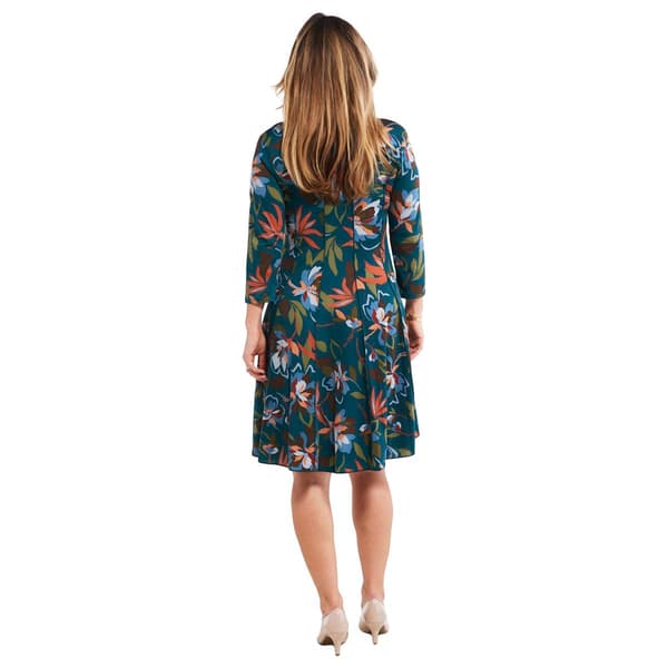 Petite Sami & Jo 3/4 Sleeve Seamed Panel Fit & Flare Dress