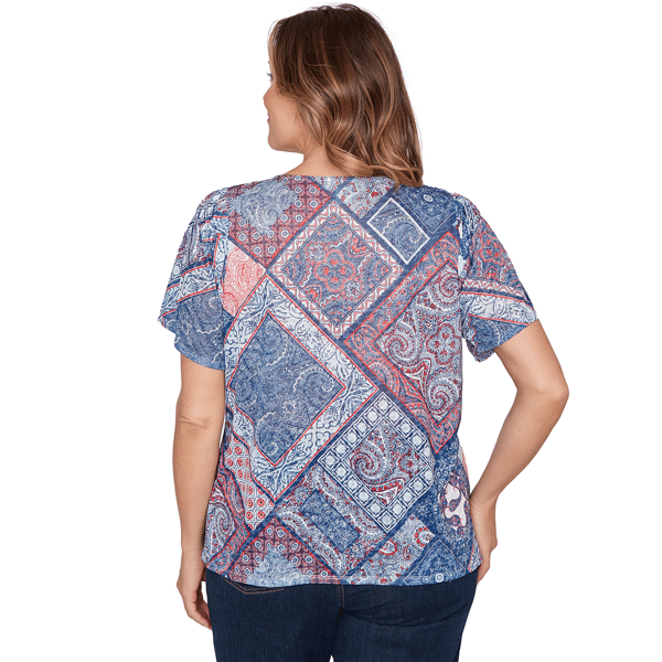 Plus Size Ruby Rd. French Riviera Short Sleeve Patchwork Tee
