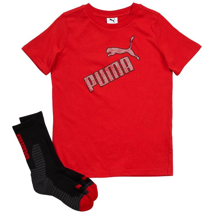 Boys (8-20) Puma(R) 2pc. Short Sleeve Puma Tee & Crew Socks