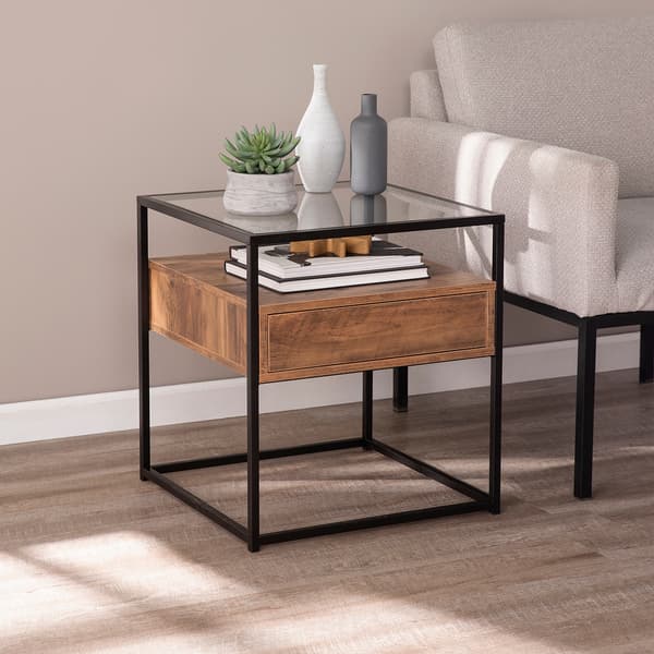 Southern Enterprises Olivern Glass End Table