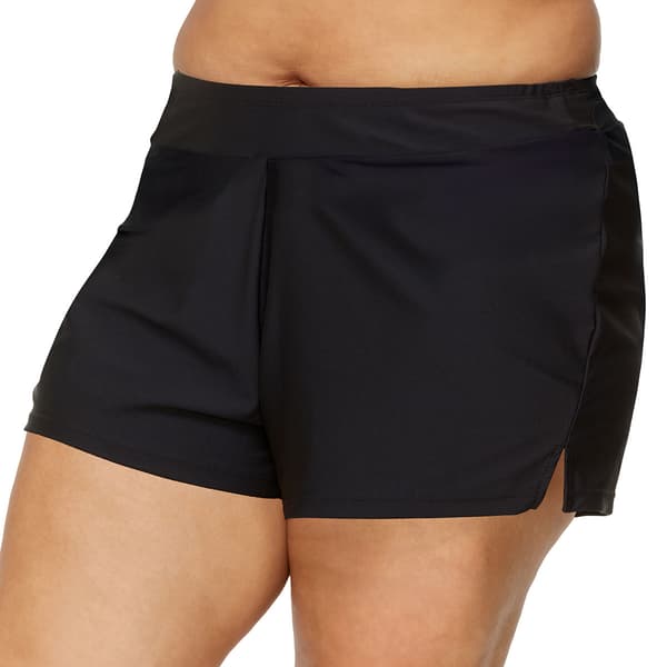 Plus Size Island Waves Solid Swim Shorts