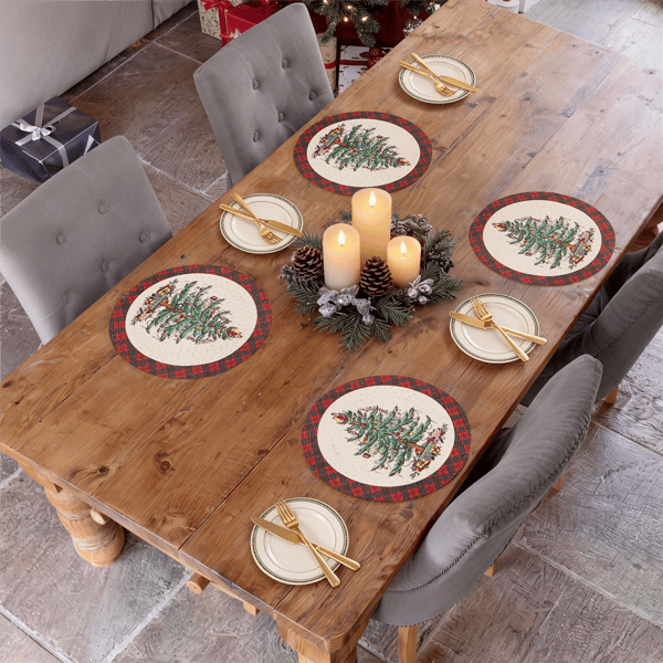 Spode® Christmas Tree Tartan Round Placemats - Set of 4