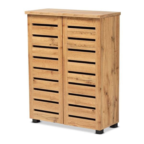 Baxton Studio Adalwin Oak Brown Wood 2-Door Shoe Storage Cabinet - image 