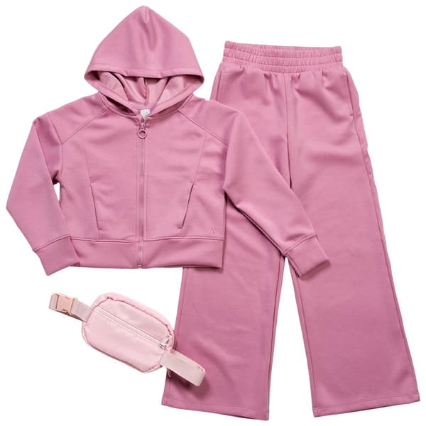 Girls (7-14) Yogalicious(R) 3pc. Zip Jacket & Wide Leg Pants - image 