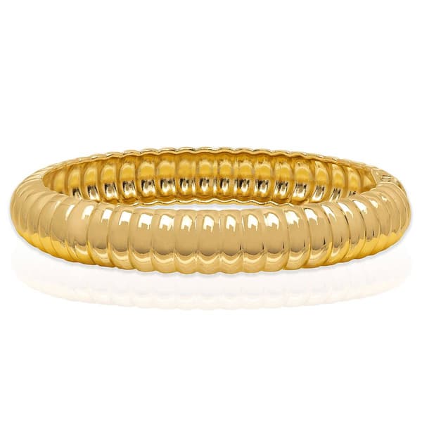 14kt. Gold Plated Snake Texture Bangle Bracelet - image 