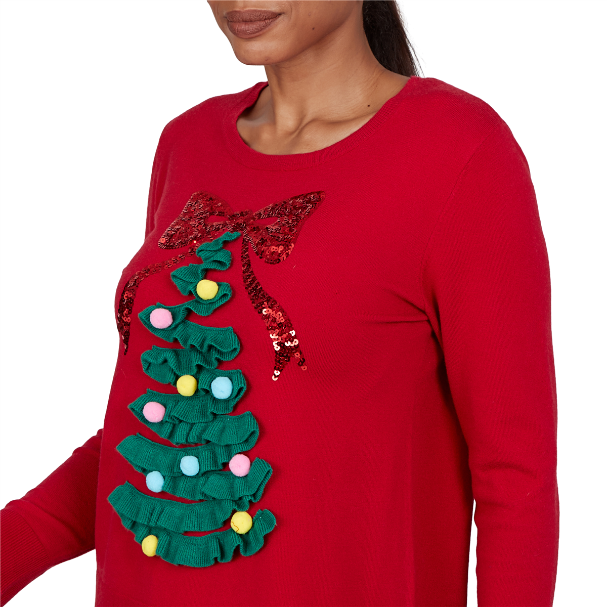 Petite Ruby Rd. Happy Holidays Textured Christmas Tree Sweater