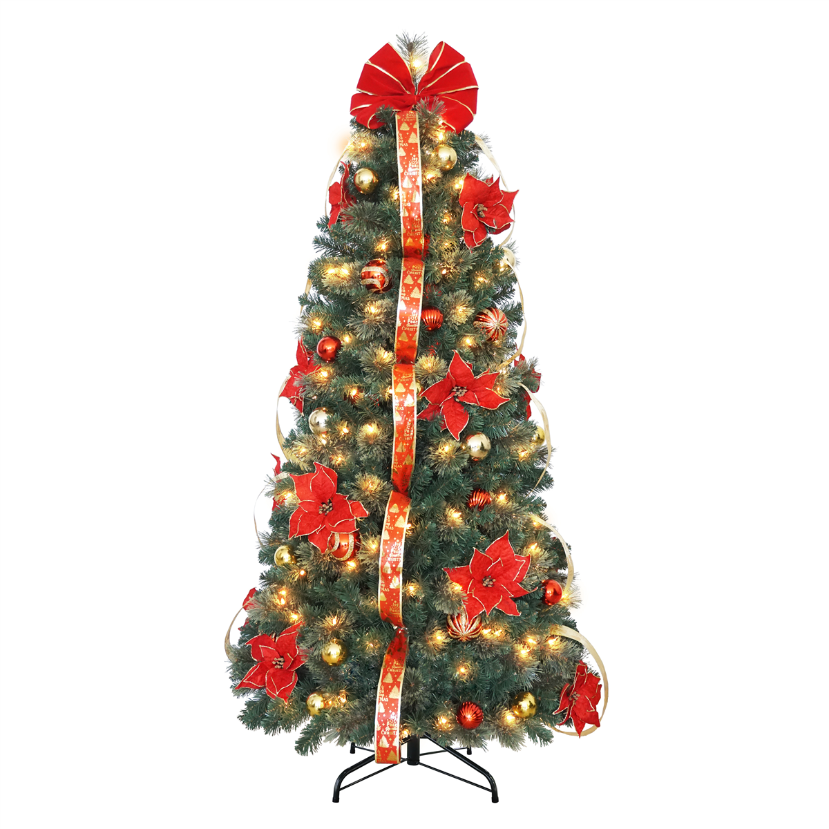 Puleo International 6ft. Pre-Lit Pop-Up Adorned Christmas Tree