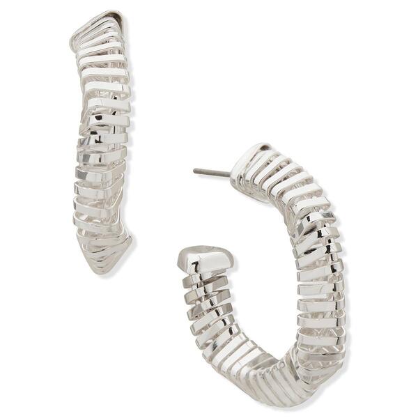 Nine West Silver-Tone Spiral Hoop Post Earrings - image 