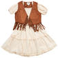 Girls (7-14) Rare Editions Clip Dot Dress w/ Fringe Vest - image 1