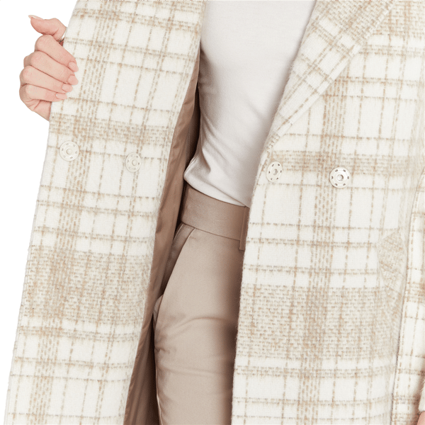 Womens Nine West Plaid Faux Wool Coat With Belt