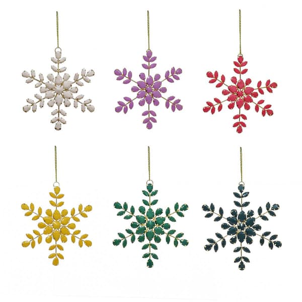 National Tree 5in. Assorted Colors Beaded Snowflake Ornaments - image 