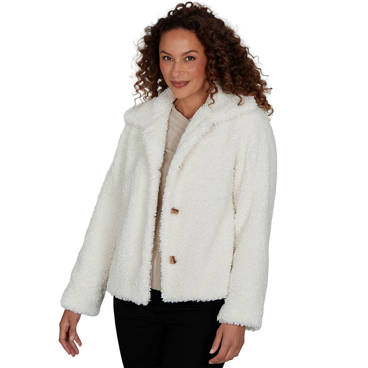 Womens Skye’s the Limit Icy Blue Sparkle Sherpa Jacket