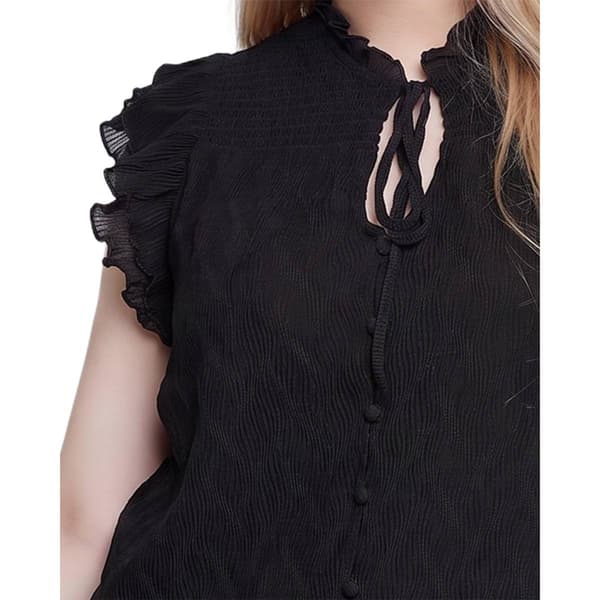 Womens NY Collection Double Flutter Sleeve Keyhole Neck Blouse