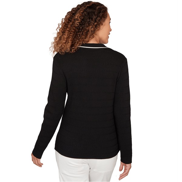 Womens Emaline Dusted Petals Contrast Trim V Neck Sweater