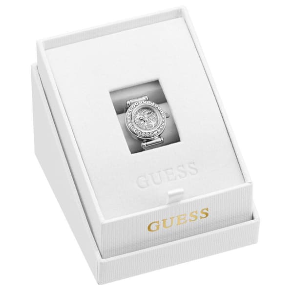 Womens Guess Silver-Tone Glitz Dial Ring Watch - GW1022L1