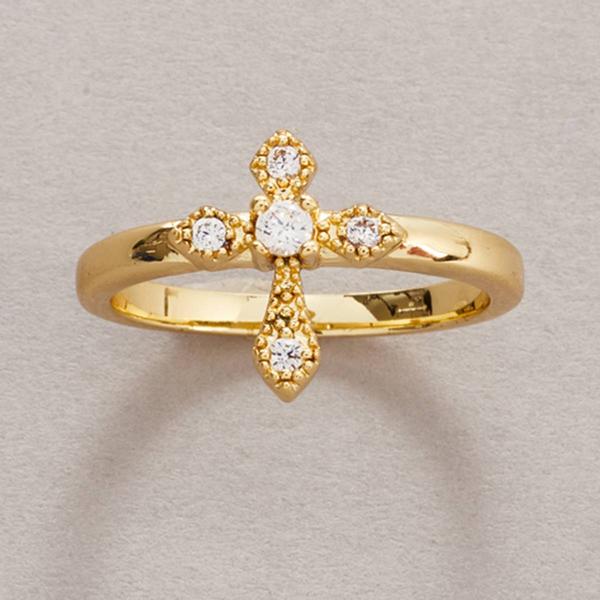 Ashley Cooper(tm) Gold-Tone CZ Cross Ring - image 