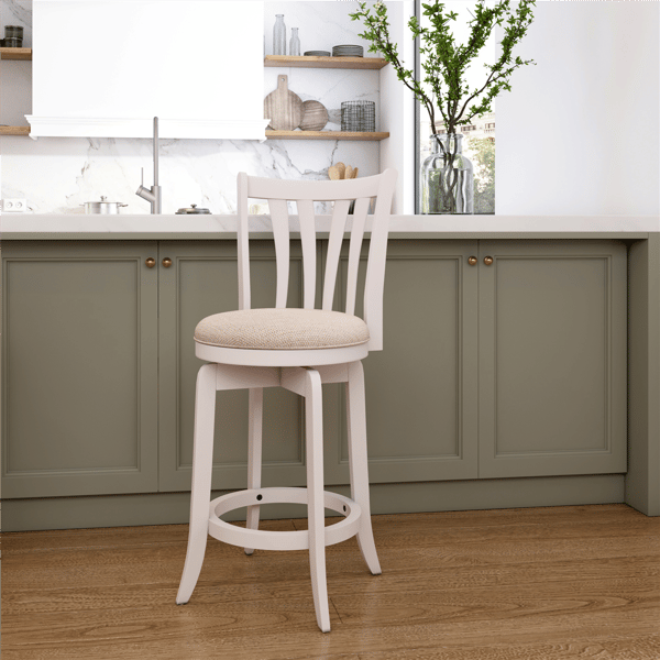 HH2 Home Savana White Wood Swivel Counter Height Stool - image 