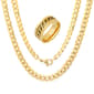 Steeltime Yellow Chain Necklace w/Cuban Link Spinner Ring Set - image 1