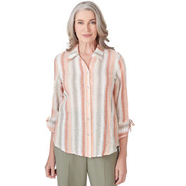 Womens Alfred Dunner Tuscan Sunset Woven Stripe Texture Top