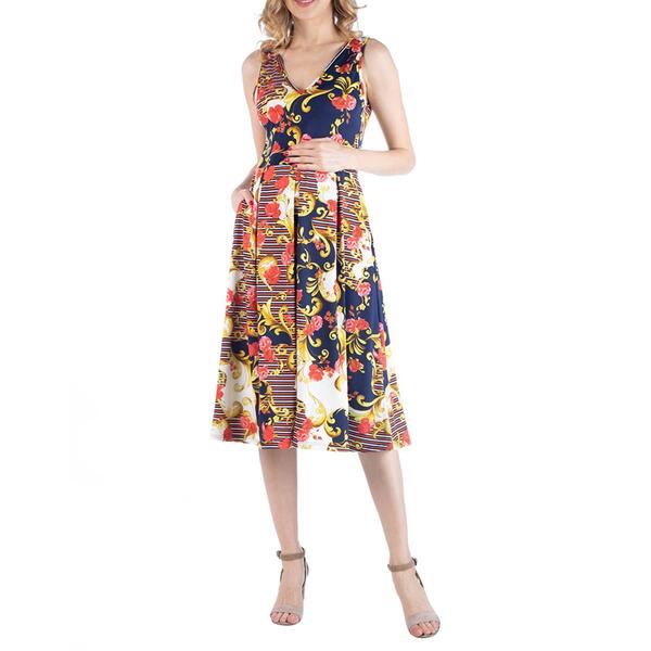 Womens 24/7 Comfort Apparel Maternity Paisley Midi Dress - image 