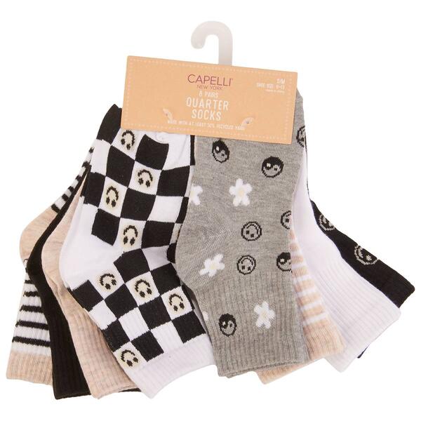 Girls &#40;4-6x&#41; Capelli New York Smiley Ribbed Top Quarter Socks - image 