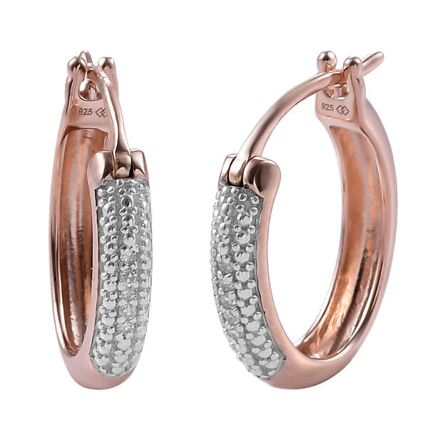 Gold 1/20cttw. Diamond Hoop Earrings - image 