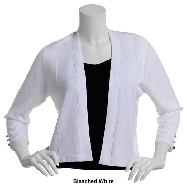 Womens 89th & Madison Button Sleeve Princess Seam Cardigan