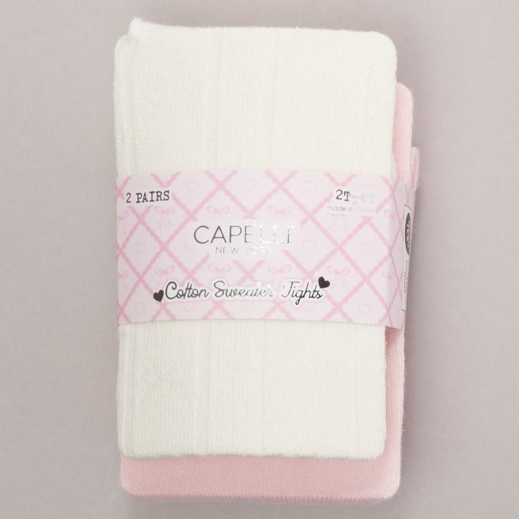 Toddler Girl Capelli(R) New York 2pk Bow Pointelle & Solid Tights