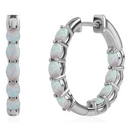 Gemstone Classics(tm) Oval Lab Grown Opal Inside Out Hoop Earrings