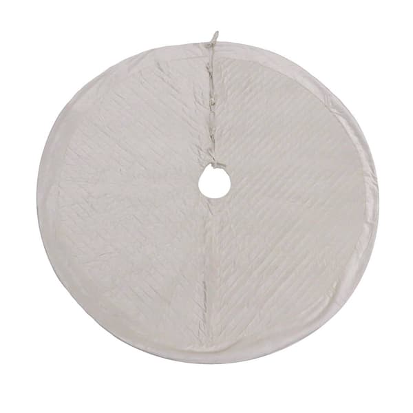 National Tree 60in. Quilted Velvet Ivory Tree Skirt - image 