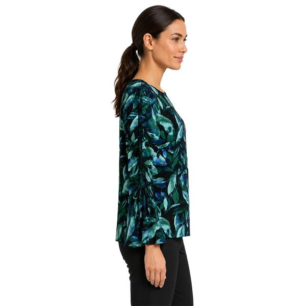 Womens Zac & Rachel Ruched Tie Sleeve Leaf Blouse