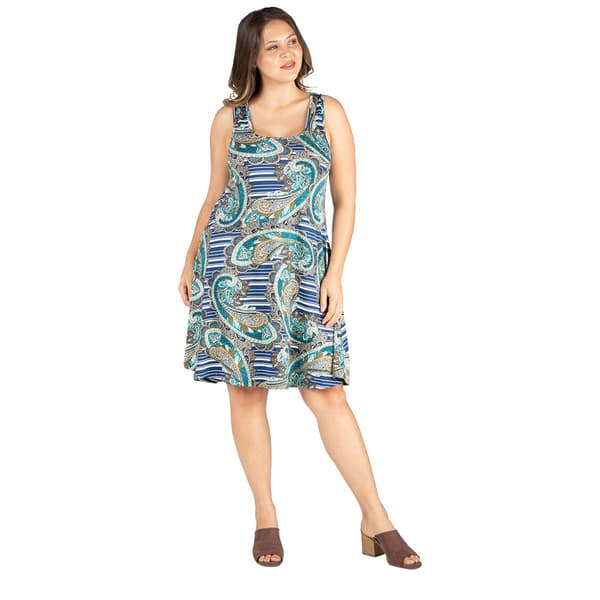 Plus Size 24/7 Comfort Apparel Paisley Fit & Flare Tank Dress - image 
