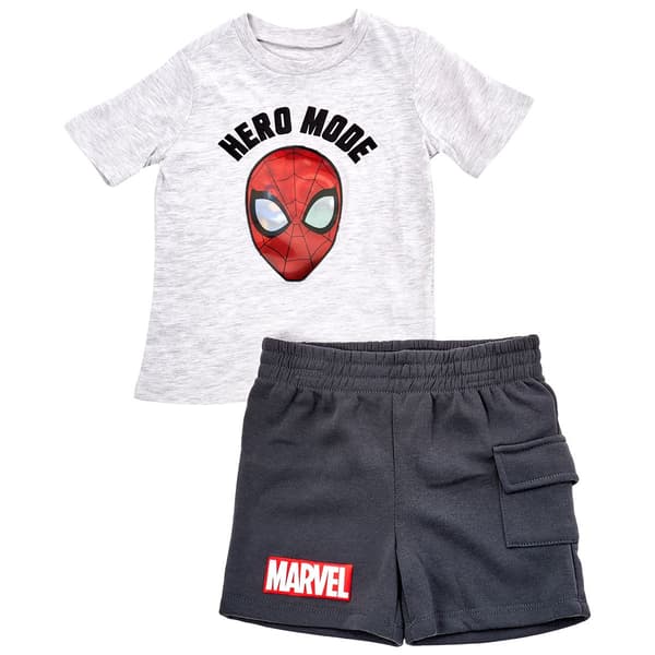 Toddler Boy Marvel Spider-Man Short Sleeve Top & Shorts Set-Grey - image 
