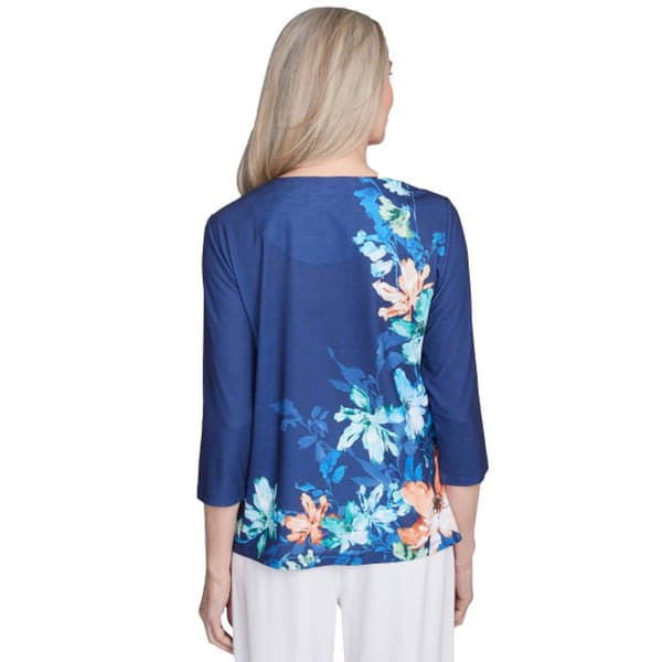 Womens Alfred Dunner Nantucket Asymmetric Floral Blouse