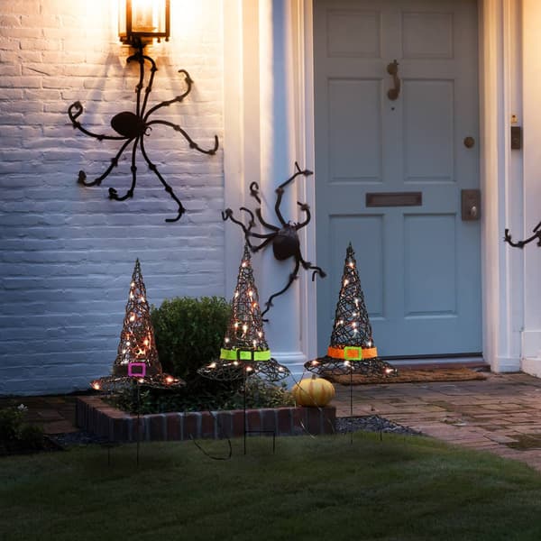 National Tree 23in. Pre-Lit Black Witch&#8217;s Hat Garden Stakes