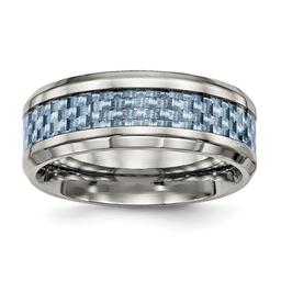 Mens Endless Affection(tm) 8mm Blue Carbon Fiber Inlay Wedding Ring