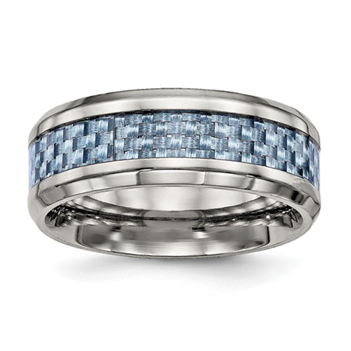 Mens Endless Affection(tm) 8mm Blue Carbon Fiber Inlay Wedding Ring