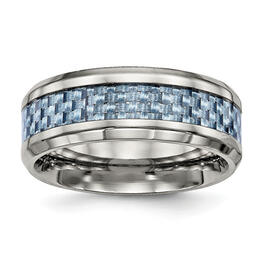 Mens Endless Affection&#40;tm&#41; 8mm Blue Carbon Fiber Inlay Wedding Ring