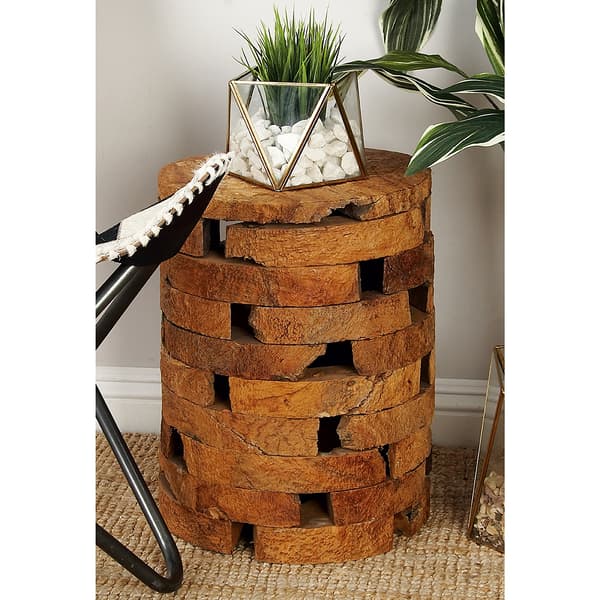 9th & Pike&#174; Brown Teak Natural Footstool