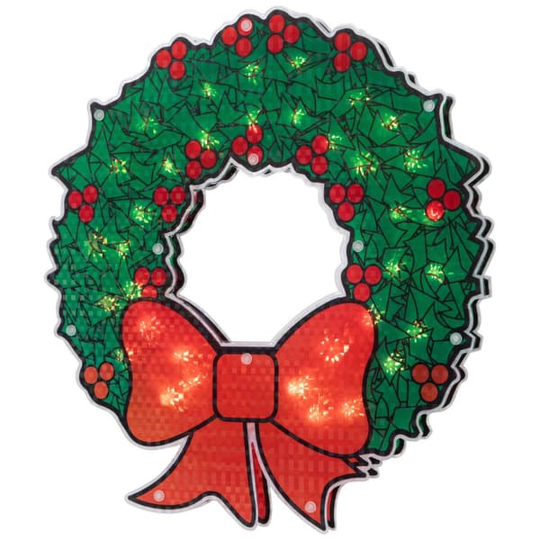 Northlight 15in. Holographic Christmas Wreath Window Silhouette