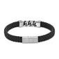 Mens Lynx Braided Leather & Black Ion Plated Curb Chain Bracelet - image 4