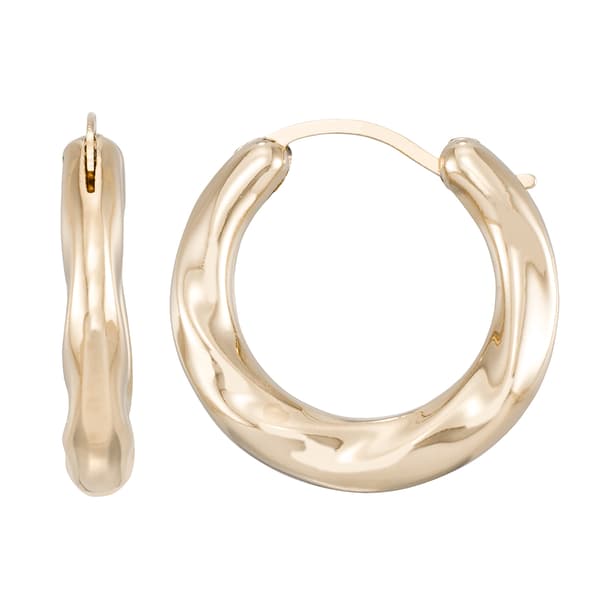 Evergold 14kt. Gold Over Resin 15mm Swirl Hoop Earrings - image 